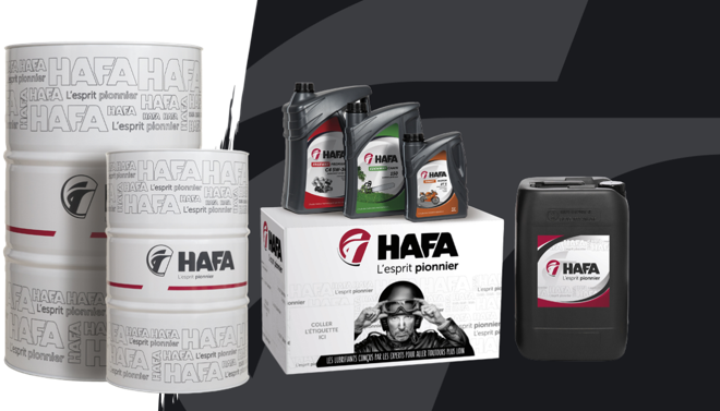 Bidons d’huiles HAFA chez md-services-mecanique-hydraulique-aveyron, lubrifiants industriels et auto en Aveyron