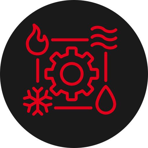 Icône rouge éléments feu eau air froid pour contrôle climatique md-services-mecanique-hydraulique-aveyron en Aveyron